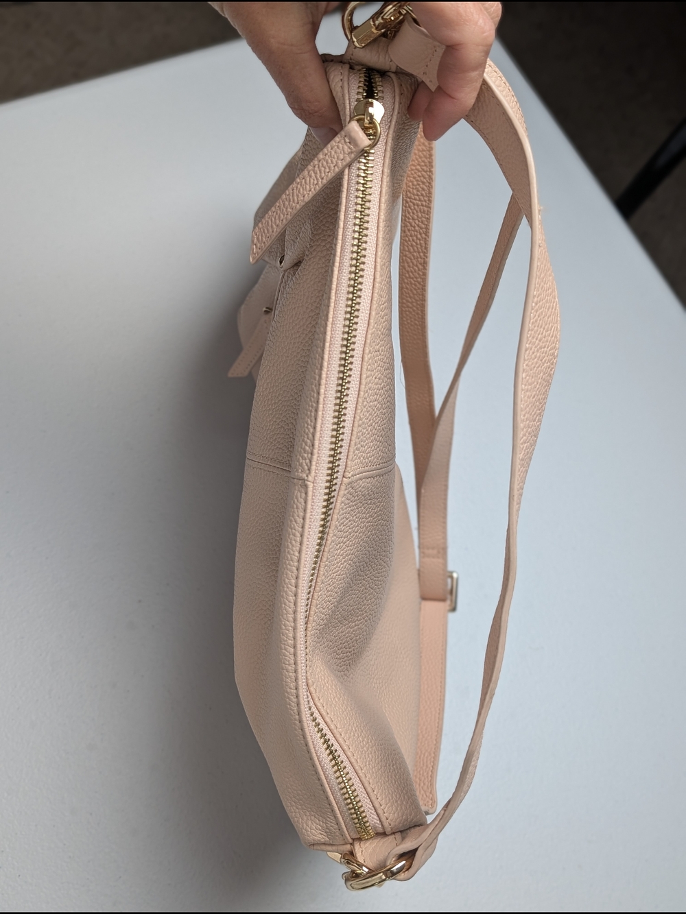 LAGGO Joyce Blush Pebbled Leather Hobo Shoulder Crossbody Bag Studded - Picture 10 of 17